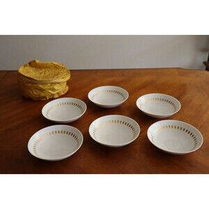 6x Rosenthal Continental Berry Sauce Dessert Bowls White Gold Oval Textured